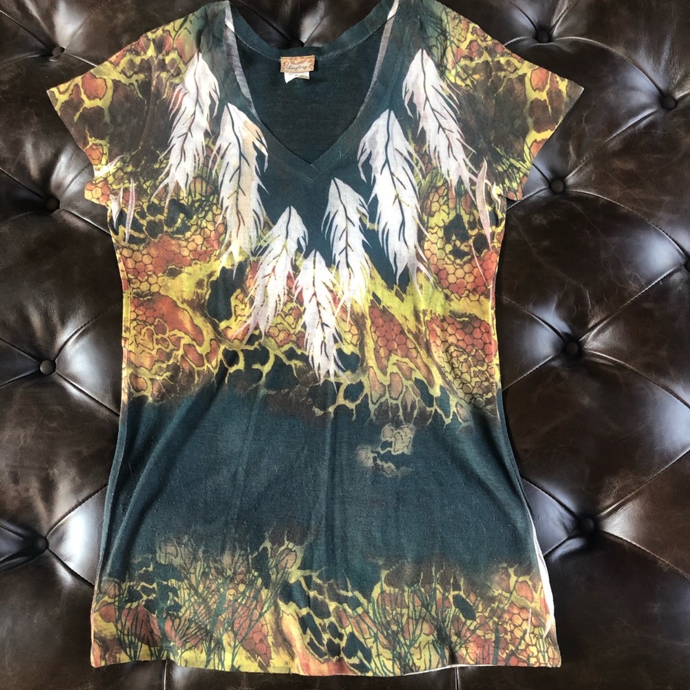 DayTrip Burnout Feathered Animal Print Tee